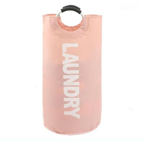 WNGJZZYC Großer Wäschekorb mit 90 l Fassungsvermögen, Faltbarer Wäschekorbe, Wäschesammler aus Oxford Stoff, Aluminiumgriff, Wasserdicht, für Badezimmer und Schlafzimmer(Pink)