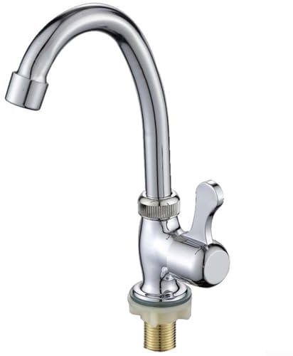 babominimer Rubinetto da cucina in acciaio di plastica Rubinetto singolo per acqua fredda Durevole Resistente Per Installare Beccuccio Lavello Per Casa Bar Bagno Leva Singola Girevole 360 ° Alto
