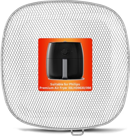 GWY Air Fryer Ersatzteile für Philips HD9630 Airfryer XXL, 22,9 x 21,6 cm, SUS 304 Edelstahl, XXL-Zubehör, Ersatzkorbablage für Philips HD9650 HD9765 HD9860 Luftfritteuse