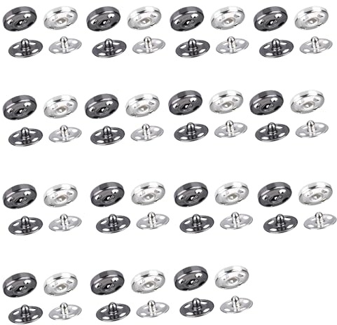 30 Stk Metall Druckknöpfe Snaps,15mm Druckknöpfe zum Annähen Druckknopf Set,Verschlussknöpfe Ersatzknöpfe,Nähzubehör für Kleidung Handtasche Geldbeutel DIY Handwerk Reparatur Nähprojekt Bastelarbeiten