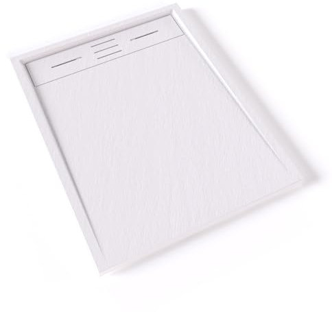 HIEMAL Receveur de douche 70 x 90 cm résine Blanc aspect ardoise + bonde incluse - Salle de bain