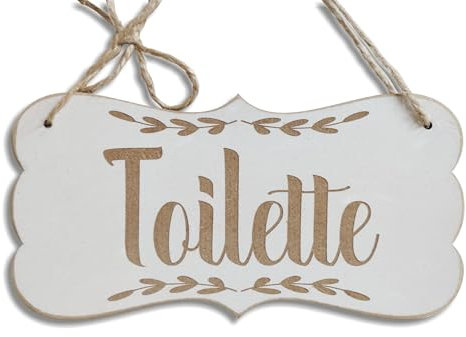PlaqueMarket | Toilette Plaque de Porte en Bois Panneau à Suspendre Pancarte de WC Décoration de Maison Restaurant Décor MOYEN: 11,4 x 22,8 cm