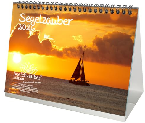 Segelzauber DIN A5 Tischkalender für 2026 Segelschiffe und Meer - Seelenzauber