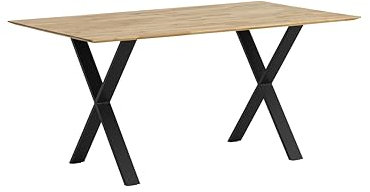 WOODLIVE DESIGN BY NATURE Arto Massivholztisch in Wildeiche, massiver Esstisch, rustikaler Esszimmertisch mit schwarzen Gestell in X-Form, Größe:120 x 80 cm