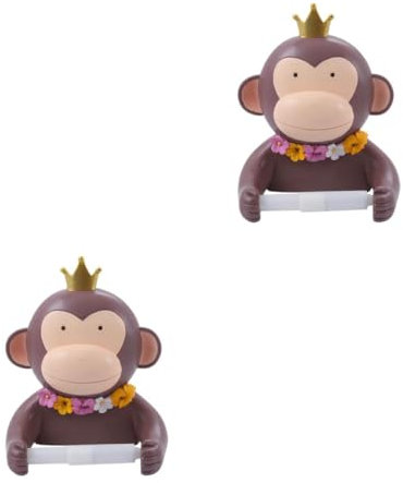 HOMSFOU 2 Stck. Rollenpapieraufhänger Klopapierhalterung Toilettenpapierhalter Handtuchhaken Affen-gewebeständer An Der Wand Montiertes Geweberegal Aufbewahrungsregal Für Gewebe Brown Harz