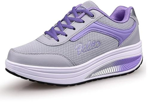 Femmes Minceur Chaussures Marche Baskets Aptitude Wedges Plateforme Chaussures Sneakers 42 EU,Violet B