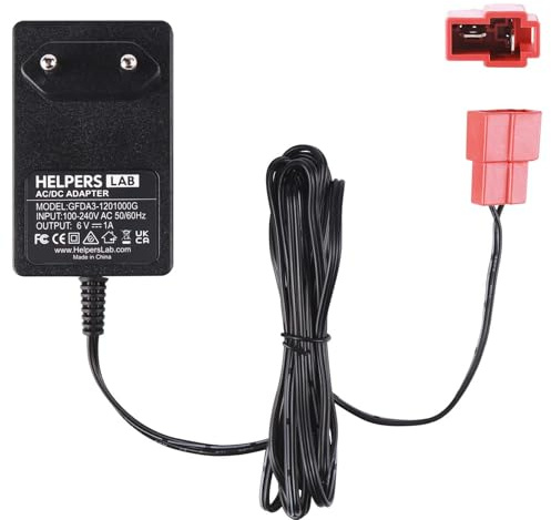 6 Volt Batterieladegerät für Aufsitzspielzeug 6V Kinder Aufsitzauto Ladegerät, 6V Elektroauto Aufsitzspielzeug Batterie Stromadapter Vierkantstecker Rollplay Porsche 918 Audi R8 Spyder Kid Trax Disney