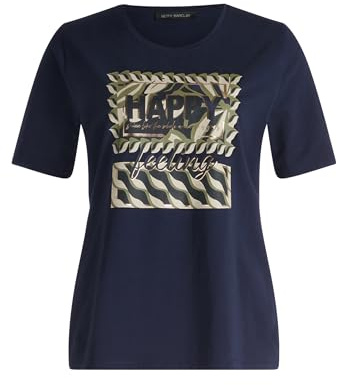 Betty Barclay Damen Basic Shirt mit Placement 38, Patch Dark Blue/Beige