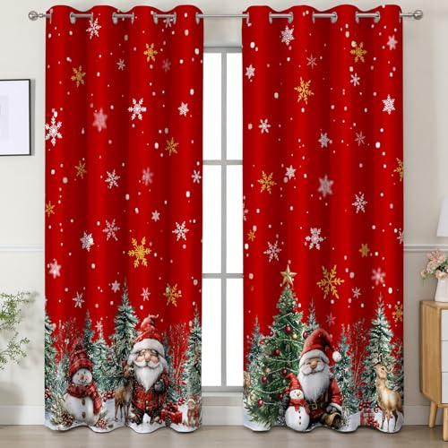 cusugbaso Christmas Curtains 84 Inches Long, Blackout Red Plaid Truck Living Room Curtains Room Darkening, Xmas Decor for Home, Noise Reduce Winter Drapes with Grommet for Bedroom, Bathroom, 2 Panels