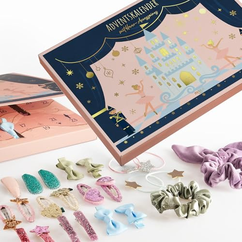 Adventskalender 2025 Mädchen – Adventskalender Kinder ab 3 Jahren mit 24 Haarspangen, Haargummis & Scrunchies in festlichen, modernen Designs – Originelle Geschenkidee, die Mädchen lieben werden