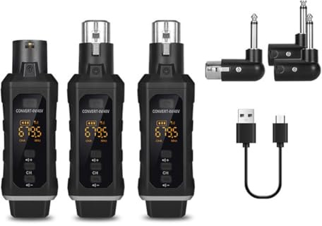 Akfldms New 48V Capacitor XLR Adapter Wireless Microphone Transmitter Receiver for Dynamic Microphone Guitar Audio Mixer