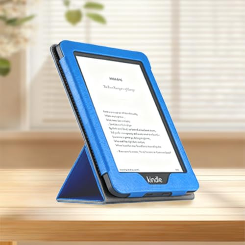 Custodia per Kindle Paperwhite da 6 (5a/6a/7a generazione) (2012/2013/2015, modello: EY21 & DP75SDI) - Smart Cover sottile in pelle PU con supporto pieghevole e accensione automatica (celeste)