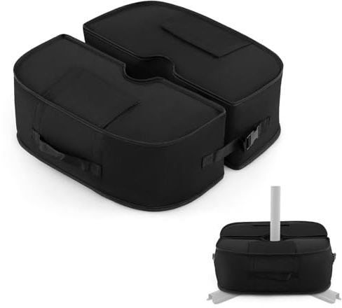 GOPLUS Bolsa de Peso para Sombrilla, Base para Sombrilla Cuadrada con Capacidad de 40 kg, Tela Oxford Impermeable, 2 Sacos de Arena Desmontables, Bolsa de Lastre para Patio, Jardín (Negro)