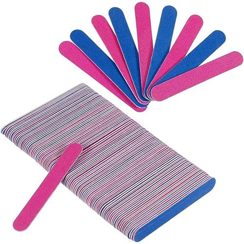 Nail Files, Faburo 100 Pcs Disposable Nail File 180/240, Double Sided Emery Board, Nail Buffering Files for Home and Salon Use (180/240 Grit)