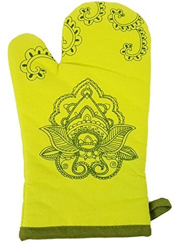 Prime Homewares Beautiful Double or Single Oven Glove Bright and Unique Colours (Green Henna Single)