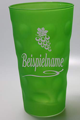 Beschdstoff Dubbeglas farbig grün graviert mit Name und Bild Dubbeglas 0,5l (Dubbeglas-Shop)
