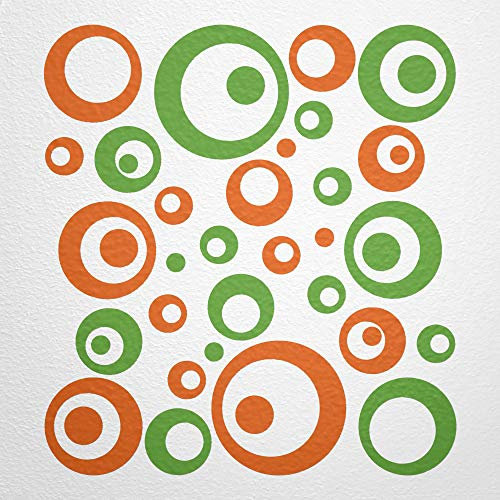 WANDfee Wandtattoo Kreise Punkte 50 Aufkleber FARBWUNSCH Wandaufkleber Kinderzimmer Fliesenaufkleber Badezimmer Küche orange hellgrün