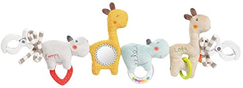 Fehn Kinderwagenkette Baby Mobile Loopy & Lotta – Babymobile Kette mit süßen Anhänger Figuren - Babyspielzeug zum flexiblen Aufhängen - Kinderwagen Spielzeug für Babys und Kleinkinder ab 0+ Monaten