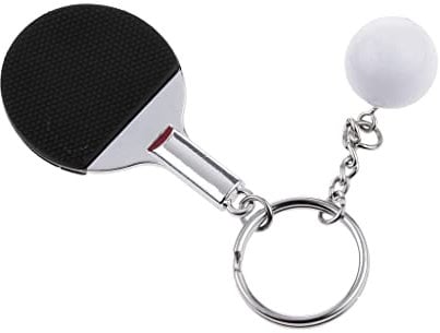 Daily Mall Mini Tischtennis Tischtennisschläger & Ball Anhänger Schlüsselanhänger Tischtennis Liebhaber Geschenk - Schwarz