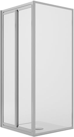 Box Doccia Angolare 75x90CM H185 Cristallo Trasparente Fisso+Saloon 2 Ante Battente 90 mod. Clint