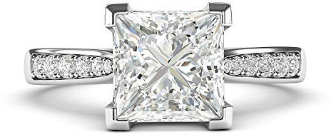 LANDA JEWEL Damen Unisex Kinder - 0,925 Sterling-Silber 925 Prinzessschliff Runder Brilliantschliff Hochfeines Weiß +/River (D) Diamant de synthèse