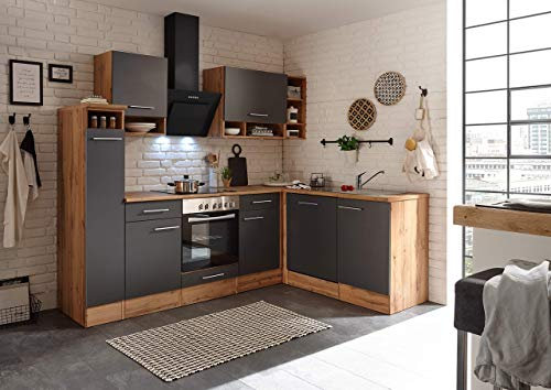 respekta Angolo cottura Blocco cucina angolo cucina rovere grigio Hilde 250 x 172 cm