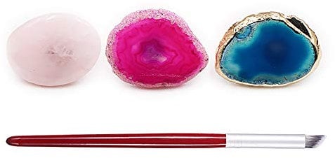 3 Pcs Nail Art Palette Multi-Color Resin Marble Finger Rings Polish Mixing Tray DIY Color Plate