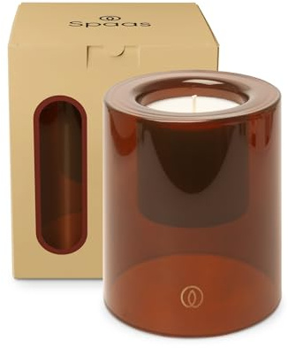 Spaas Delight Bougie parfumée 40h Sunset Spark, Ivoire en Verre Marron Fumé