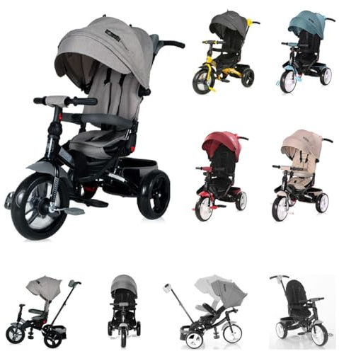 Lorelli Tricycle Jaguar 4 in 1 Schiebestange Sitz drehbar, verstellbar, Faltdach dunkelgrau