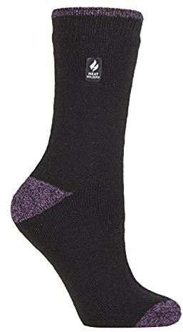 HEAT HOLDERS - Damen Extra Warm Innen Flauschig Thermosocken für Geschenk | Socken für Winter (DE/NL/SE/PL, Numerisch, 37, 42, Regular, Regular, Schwarz/Lila H & T)