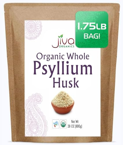 Jiva Organics Whole Psyllium Husk (Isabgol) 28 Ounce Non-GMO, Unflavored - Keto Friendly, Soluble Fiber, Light Brown