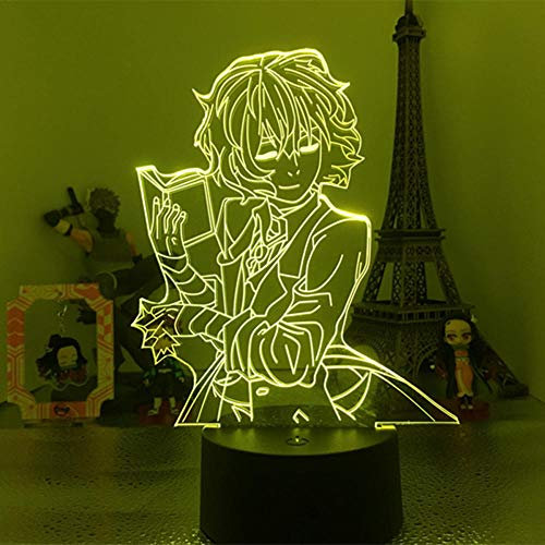 Anime 3D Illusion Licht Bungo - Streune Hunde LED Nachtlicht Dazai Buch Farbe ändern für Schlafzimmerdekoration Kind Geburtstagsgeschenk-7 Farben Keine Fernbedienung