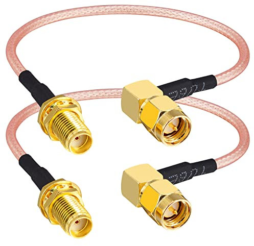 Boobrie 2 Stück SMA Kabel RG316 15CM SMA-Stecker auf Buchse Rechtwinkliges Koaxialkabel WiFi-Antennenkabel 90-Grad für Mobile Antennen WiFi-Antenne
