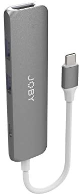 JOBY USB-C Hub mit HDMI 4K, 2 USB-A 3.0 Buchsen, USB C PD, USB Mehrfachsteckdose, USB Hub