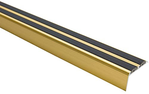 Effector Antirutsch Treppenkantenprofil - 90 cm, 36x20 mm, Gold - Aluminium Schraubwinkel