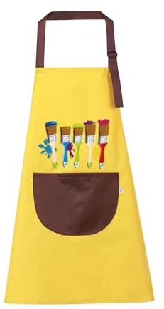 AIBAOBAO Malschürze Kinder, Kinderschürze Mädchen Jungen, Malkittel 3-12 JAHRE, Schürze Kinder mit Taschen Verstellbare Kochschürze, Bastelschürze für Basteln Malen Backen Kochen