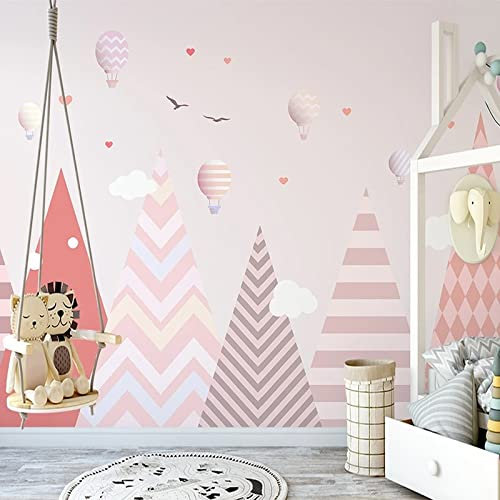 XTSWallpaper Montagnes Ballons Paysages 250X175Cm Papier Peint Photo 3D Optique Trompe L Oeil | Déco Mural Tableaux Muraux Photo Mural Décor Motif Poster Géant Stickers Muraux Optique Fond Effet