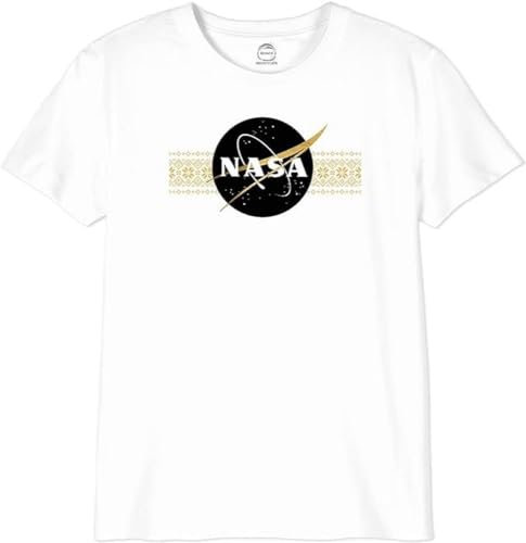 Nasa Unisex Kinder Ginasadts066 T-Shirt, Blanc, 10 Jahre