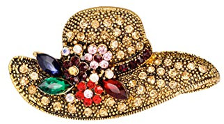 ARFUKA Brosche Kristall Hut Retro Brosche Pins Anstecknadel für Kleidung Taschen Jacken Geschenk für Frauen