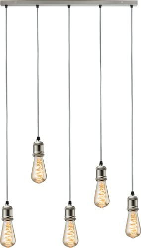 Calla - 230V E27 Vintage 5 Light Bar Pendant - Brushed Chrome