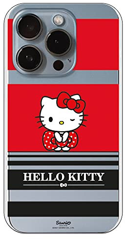 Personalaizer Original Case Compatible with iPhone 14 Pro with Hello Kitty Red and Black Stripes Design