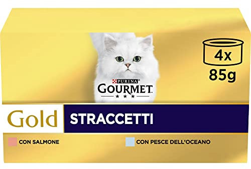 GOURMET Gold Cibo Umido per Gatti Adulti Straccetti con Pesce dell'Oceano e Salmone 48 Buste da 85g
