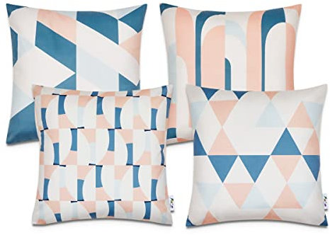 Paco Home Kissen Kissenbezug Sofakissen Bezug Kissenhülle Dekokissen Zierkissen Couchkissen Modern Geometrische Muster, Farbe:Mehrfarbig 1, Sets:4pcs-Set