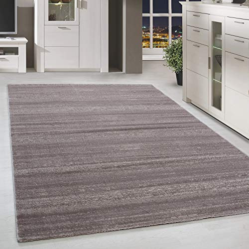 HomebyHome Teppich Wohnzimmer 140x200 cm Beige Moderne Einfarbig Meliert Design - Esszimmer und Schlafzimmer Rechteckig Teppich Kurzflor Teppiche Extra Weich Pflegeleicht - Carpet Living Room