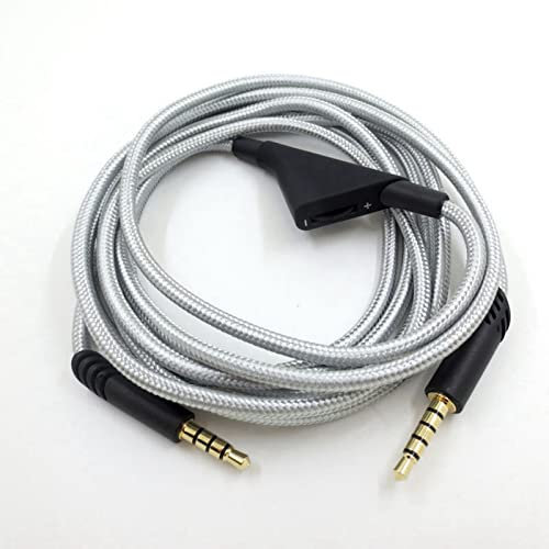 CCYLEZ Gaming Headset Kabel 2m, Tuning Gear Lautstärkeregler Kopfhörerkabel für Astro A10 A40 A30 Kopfhörer Slider Tuning Audio Kabel (Silber)