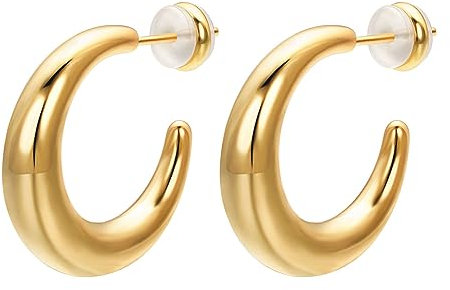 Vogem Gold Ohrringe Damen Vergoldet Ohrringe Halb Creolen Gold Damen Hypoallergene Schmuck Geschenk
