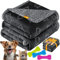 Lovpet® wasserdichte Hundedecke, Fleece Haustier Decke Katzendecke + 3X Kauknochen, für Minihunde, Katzen, 73 x 63 cm, S, Handwäsche, beidseitiger Sofabezug-Schutz Schwarz