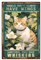 CREATCABIN Blumen-Katzen-Schild,Vintage-Metall-Blechschild,Kaffee-Bar,Wanddekoration,Poster,Retro-Gemälde,Eisenkunst,Wandgemälde,Hängende Dekorationen,Plaketten Für Kaffee-Bar,Küche,Zuhause,30x20cm