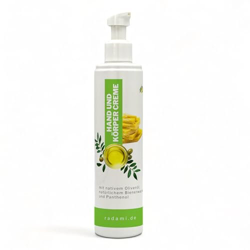 Handcreme Körpercreme Bodylotion mit Olivenöl, Bienenwachs und Panthenol 250 ml