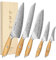 HEZHEN Damast Küchenmesser Set 5-Teilig, Professionelles Damaszener Stahl Kochmesser Set Santoku Messer, Ergonomischer Olivenholz Griff